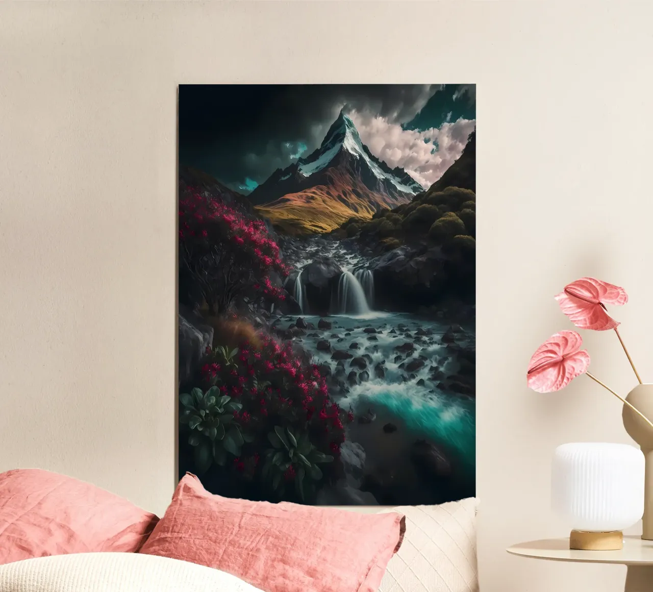 Cascata nella natura della foresta poster da Mikesell