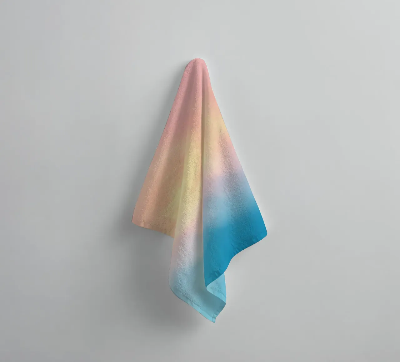 Soft pastel gradient background blending warm pinks and cool towel by DesignDoodle