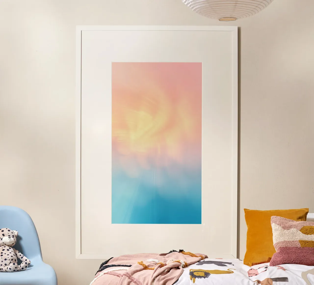 Soft pastel gradient background blending warm pinks and cool hahnemühle by DesignDoodle