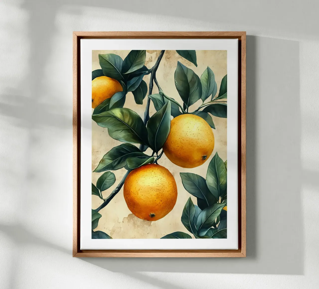 Oranges on branches canvas with Floater frame by Spice & Style
