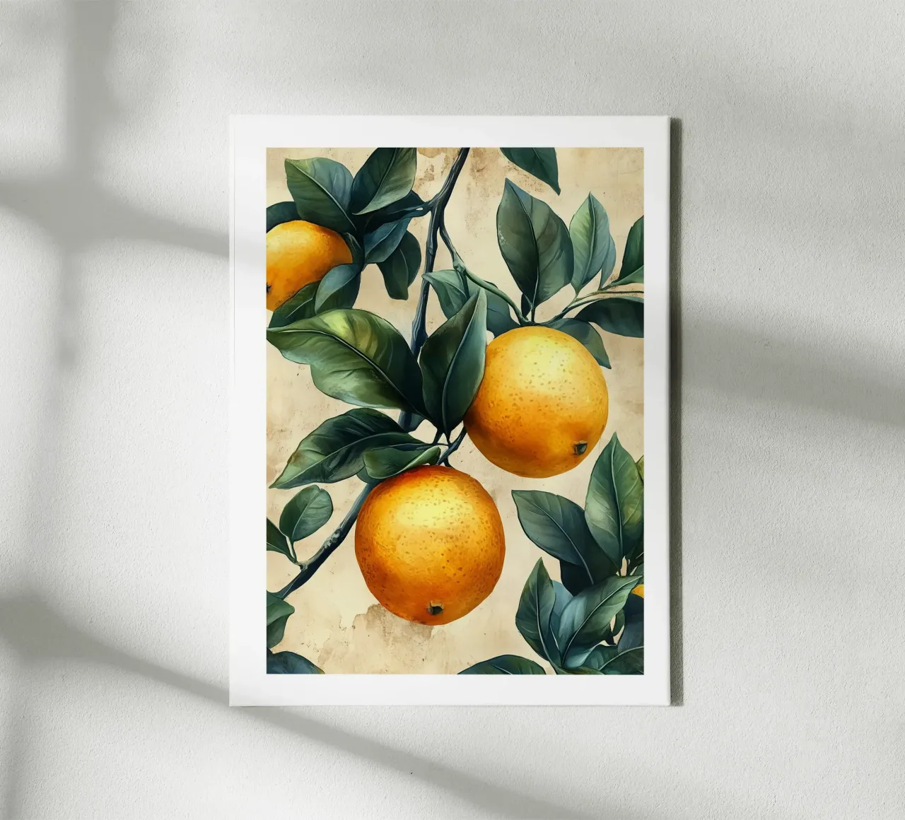 Oranges on branches canvas with Floater frame by Spice & Style