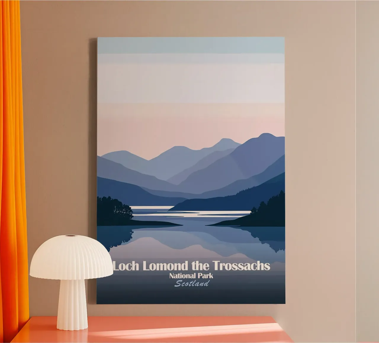 Loch Lomond Los Trossachs lienzo con Marco flotante de Ginnery