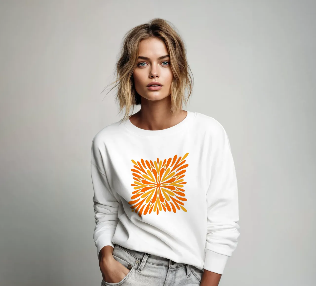 Petali di simmetria moderna - Arancione e giallo felpa da Wackapacka