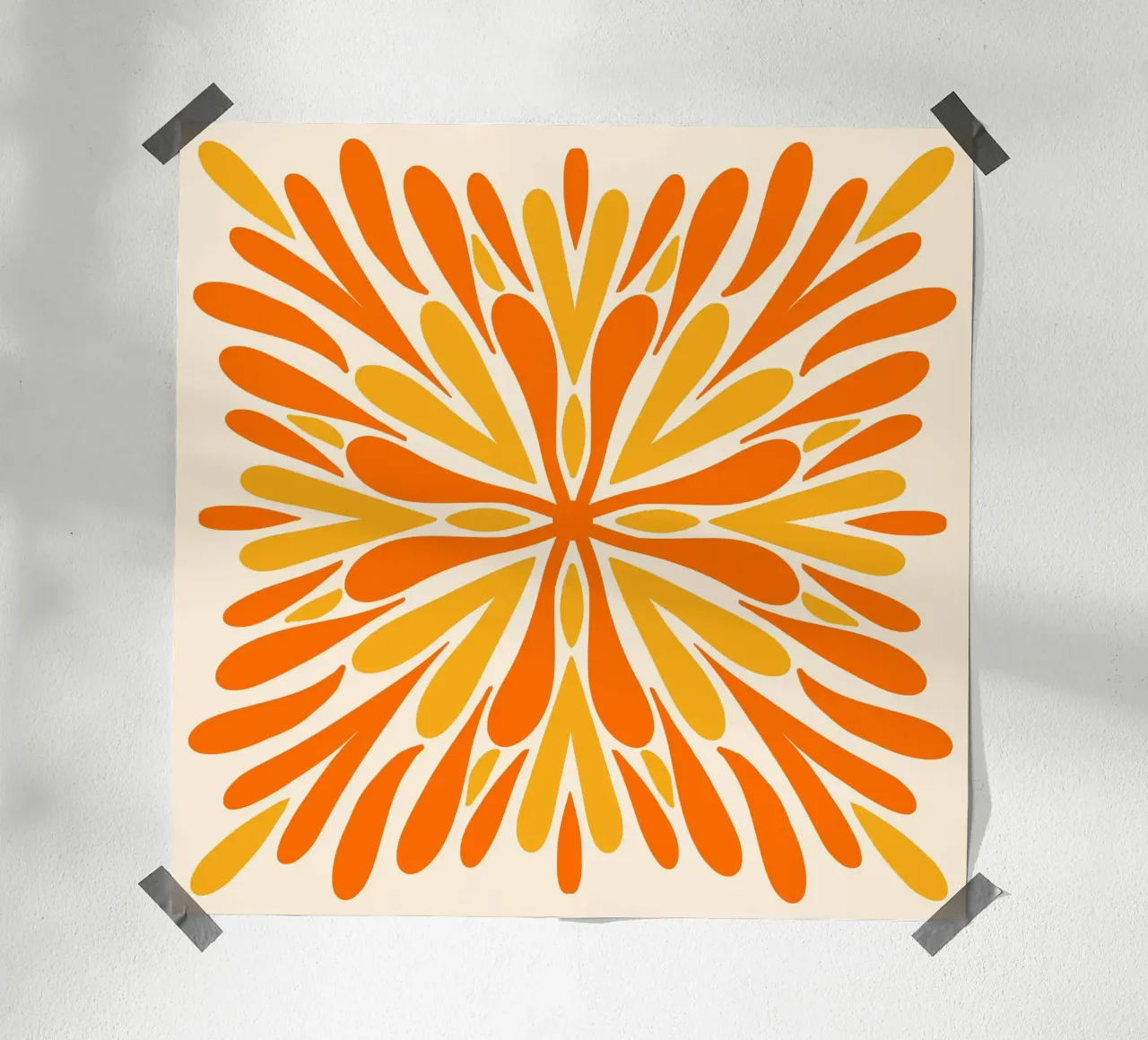Petali di simmetria moderna - Arancione e giallo carta hahnemühle da Wackapacka
