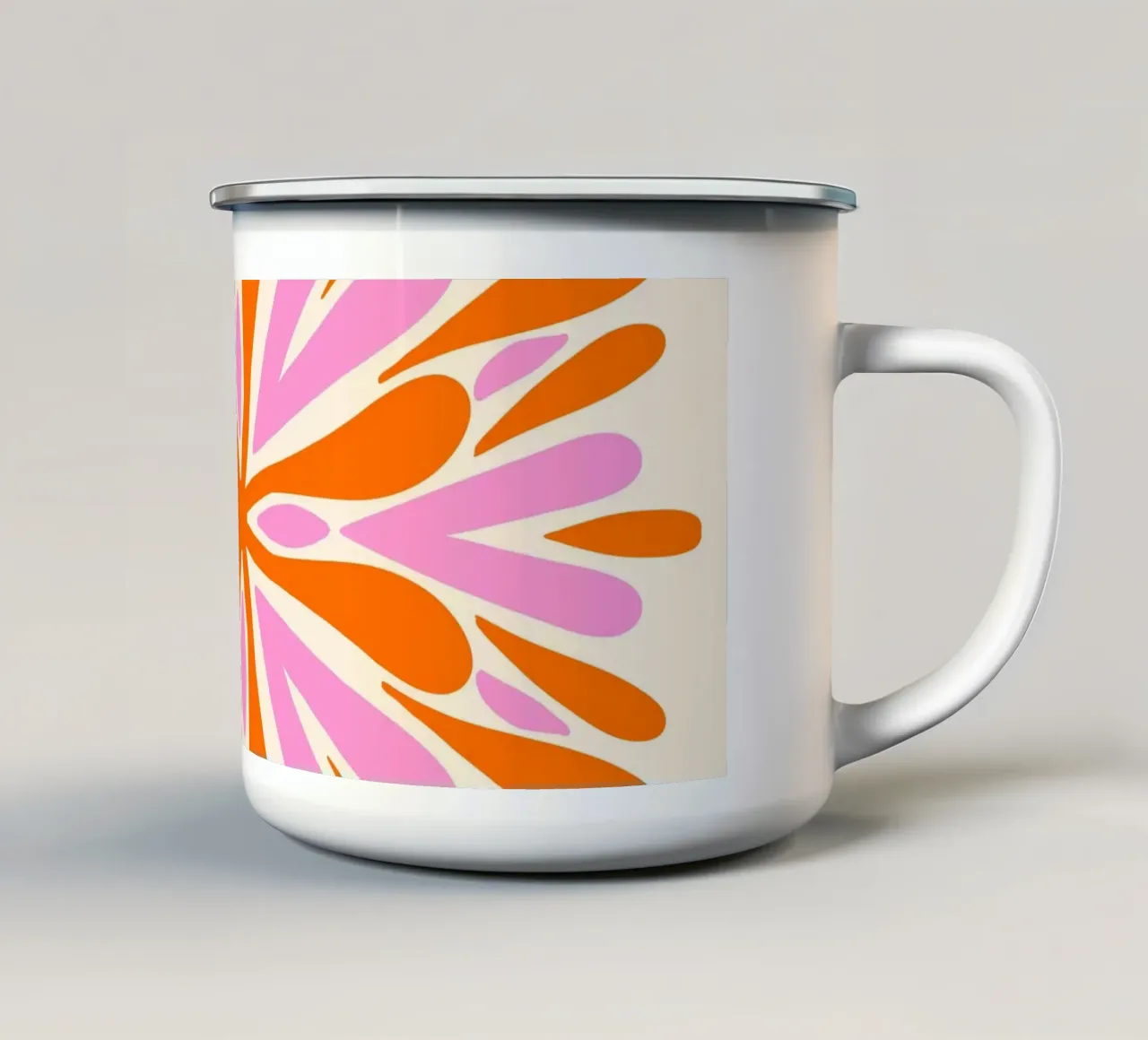 Petali di simmetria moderna - Arancione e rosa tazza in smalto da Wackapacka