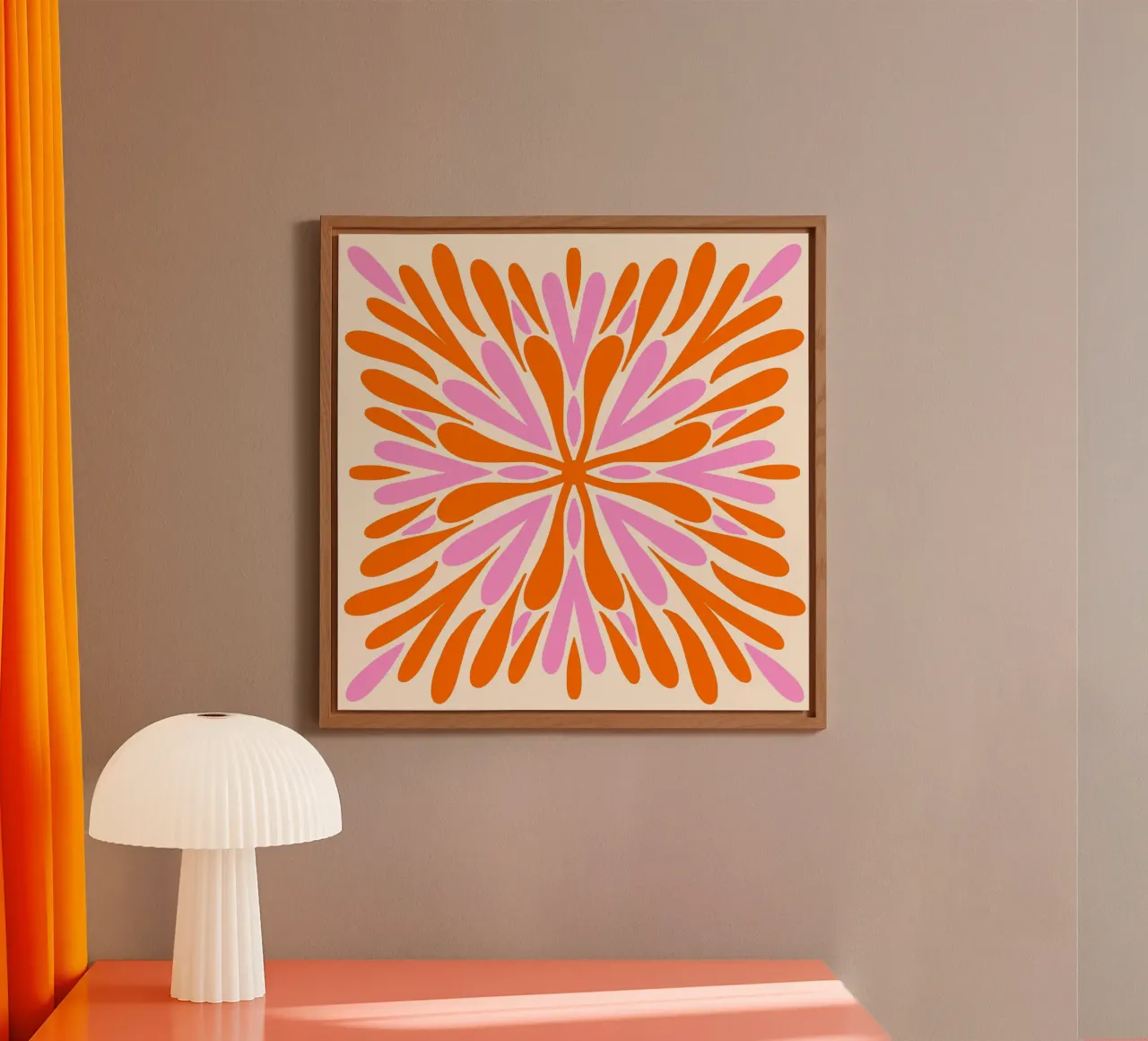 Petali di simmetria moderna - Arancione e rosa alluminio dibond da Wackapacka