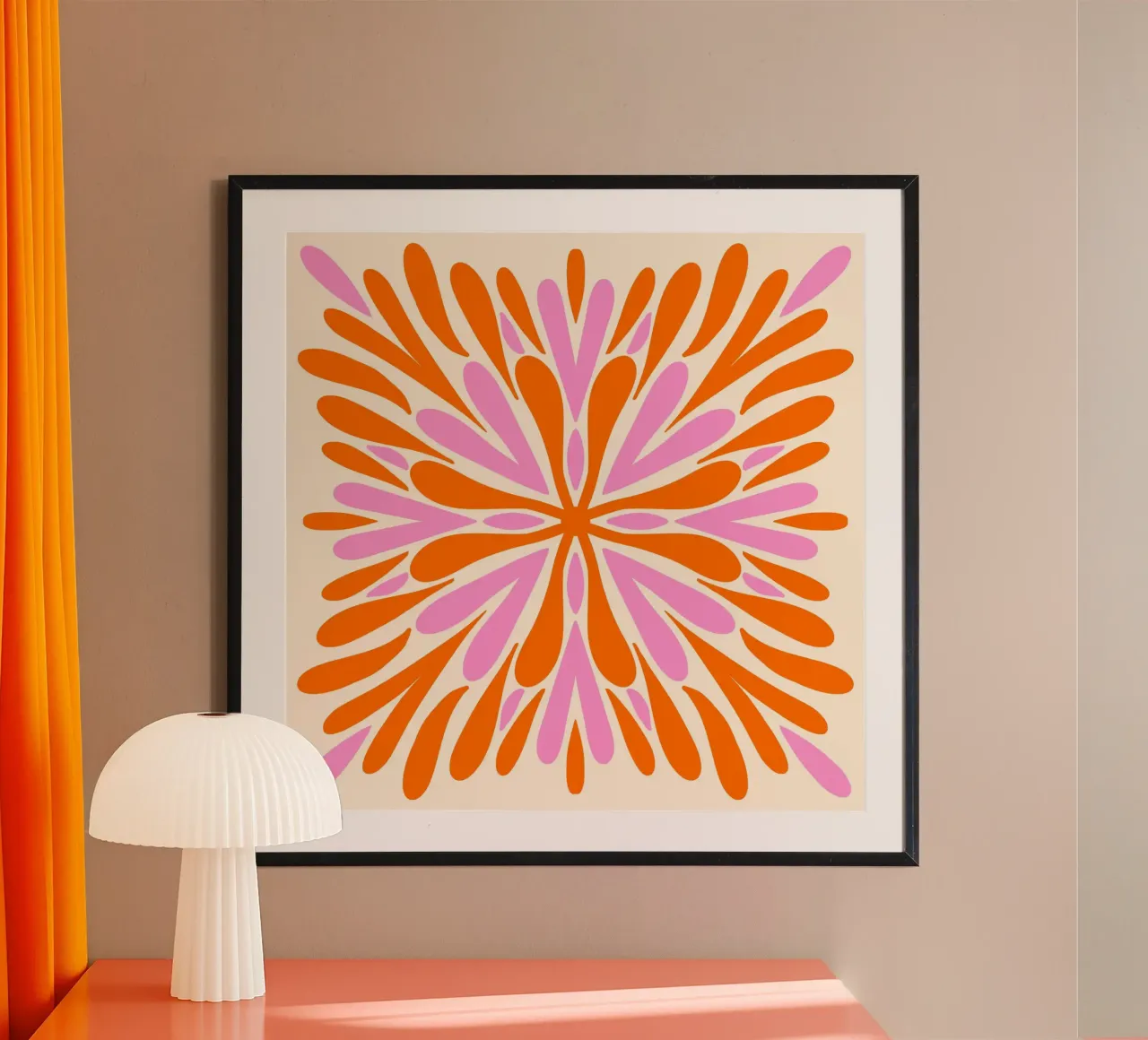 Petali di simmetria moderna - Arancione e rosa carta hahnemühle da Wackapacka