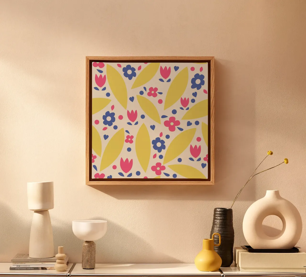 Flower pattern canvas with Floater frame by lovely lines