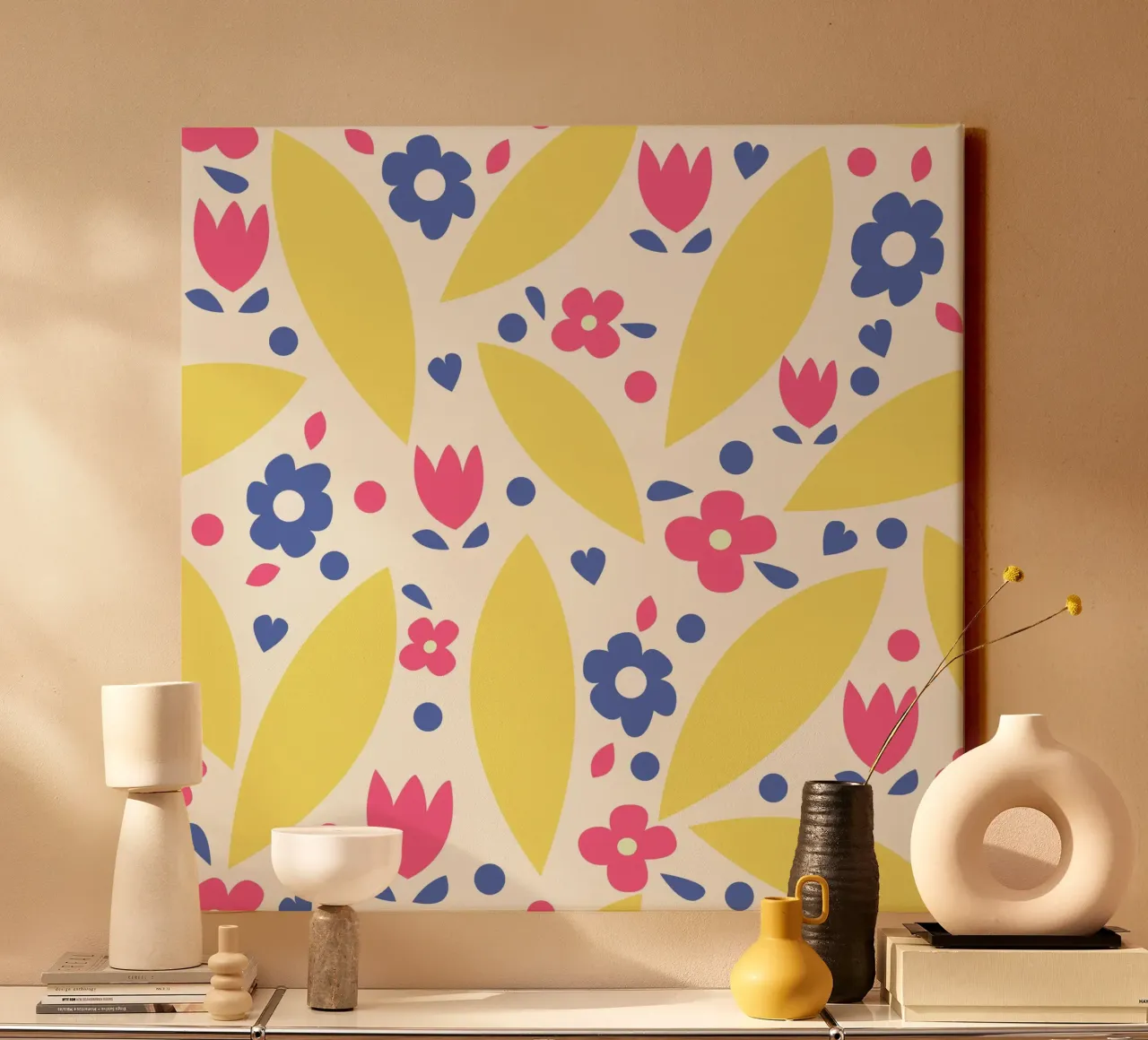 Flower pattern canvas with Floater frame by lovely lines