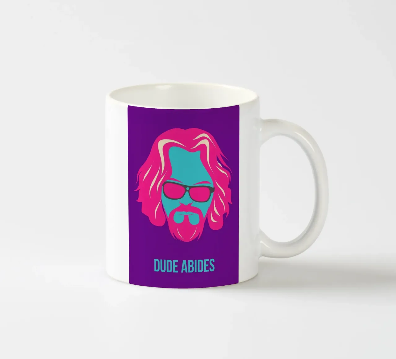 Dude Abides Purple Poster ceramic mug by Naxart