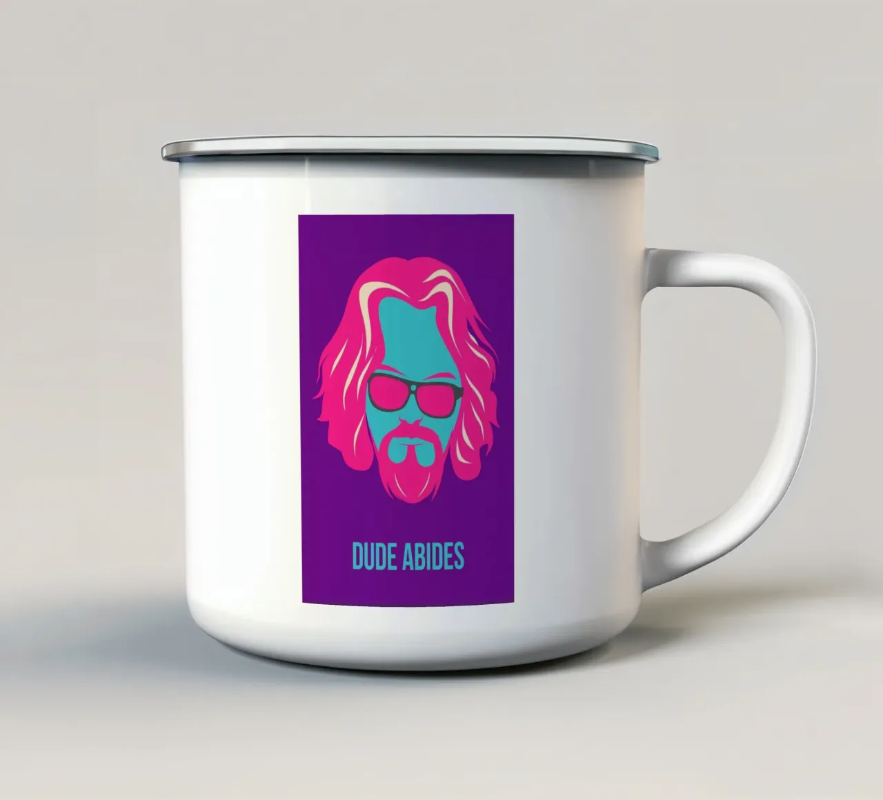 Dude Abides Purple Poster tazza in smalto da Naxart