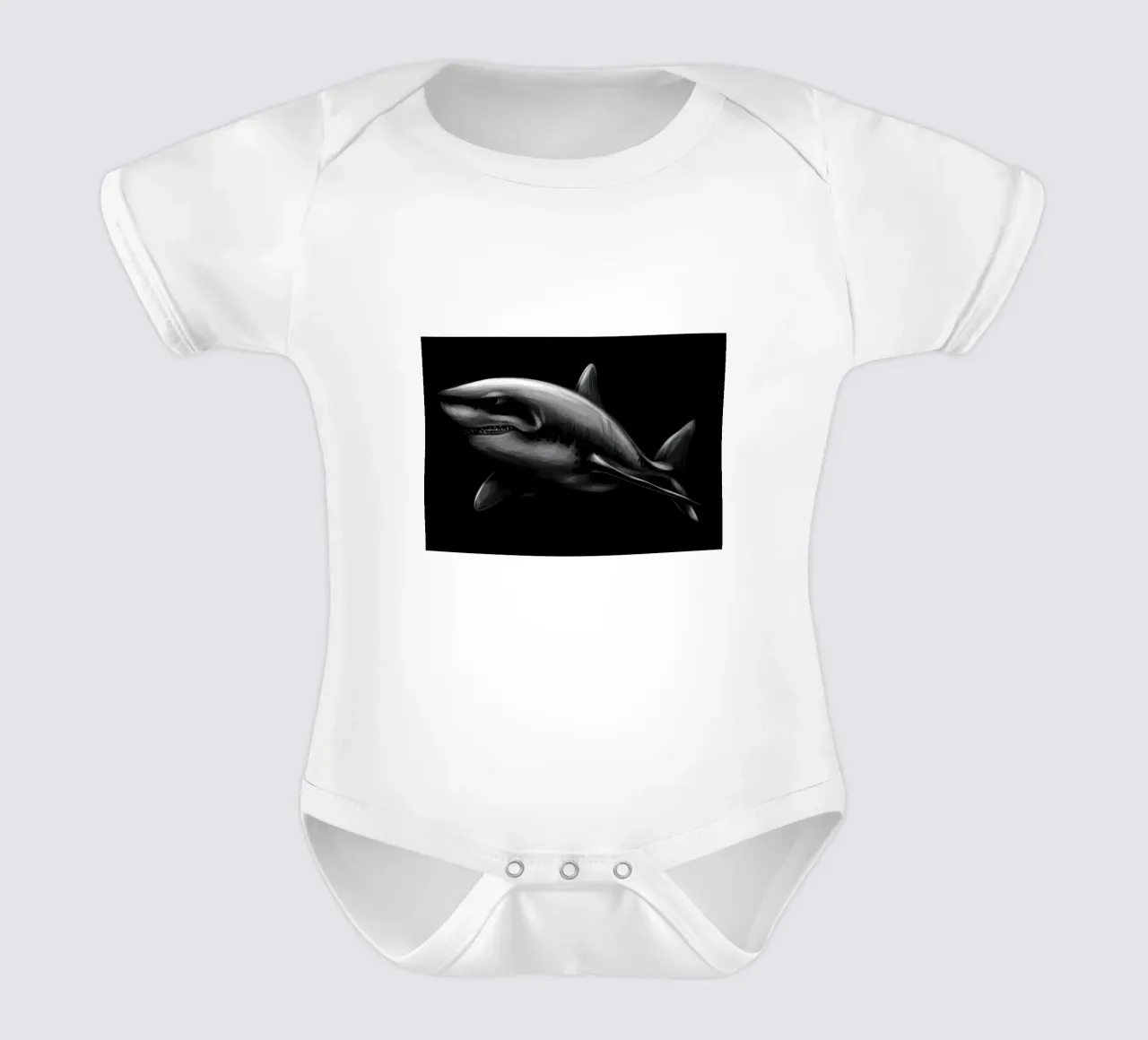 Shark short-sleeve baby romper by Delaplane
