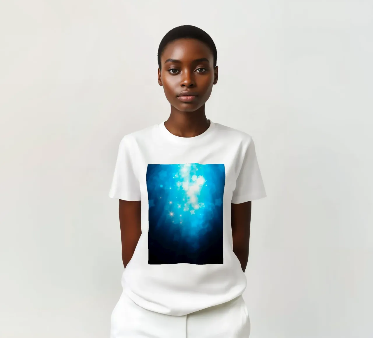 Bright blue abstract background design with sparkling effect t-shirt by DesignDoodle