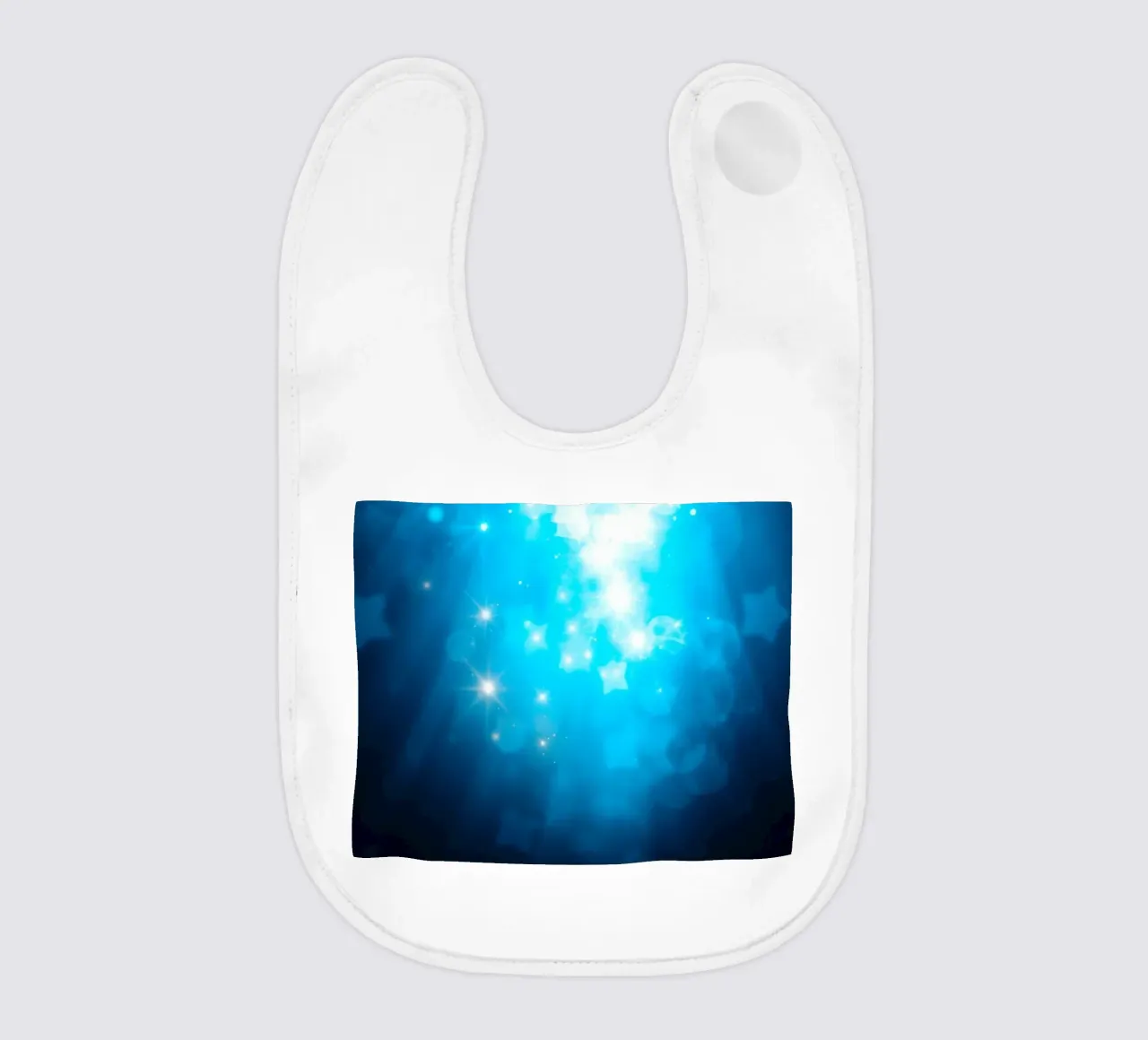 Bright blue abstract background design with sparkling effect baby bib by DesignDoodle