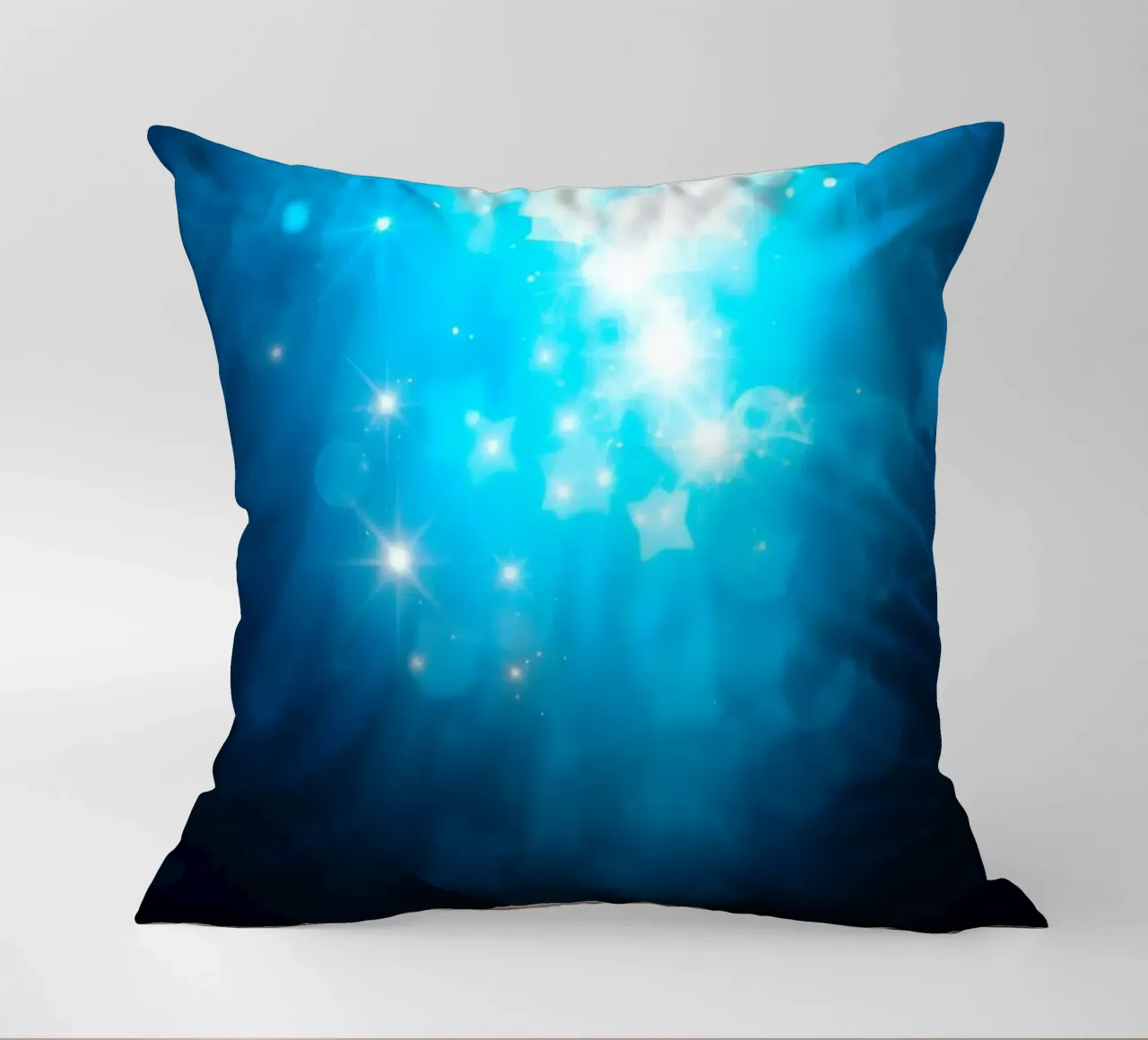 Bright blue abstract background design with sparkling effect decorative cushion by DesignDoodle