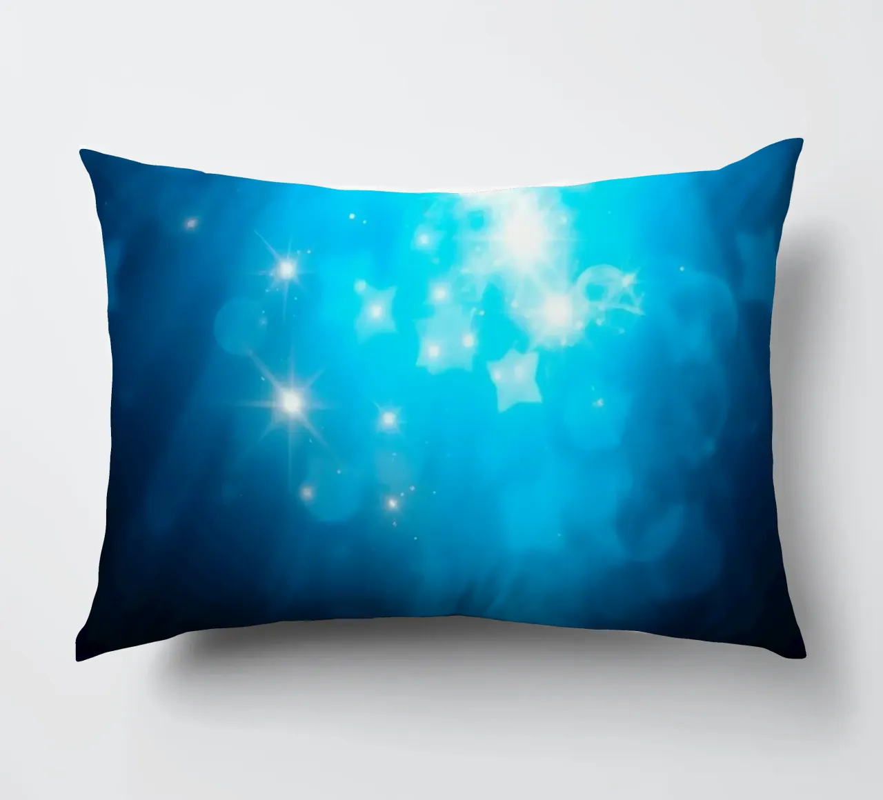 Bright blue abstract background design with sparkling effect decorative cushion by DesignDoodle