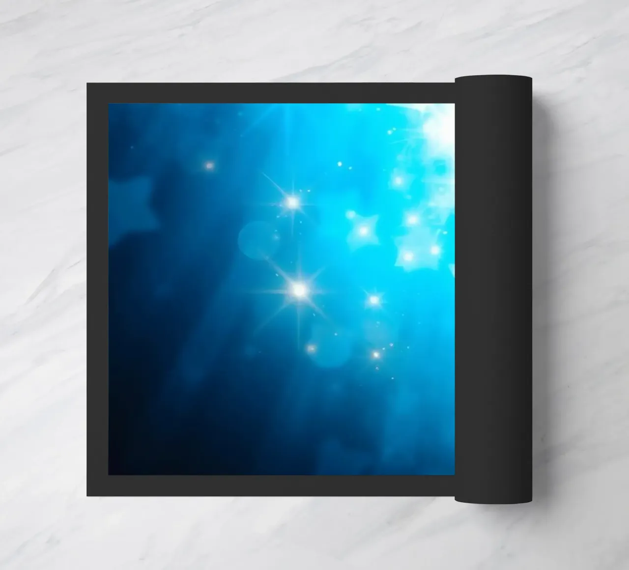 Bright blue abstract background design with sparkling effect doormat by DesignDoodle