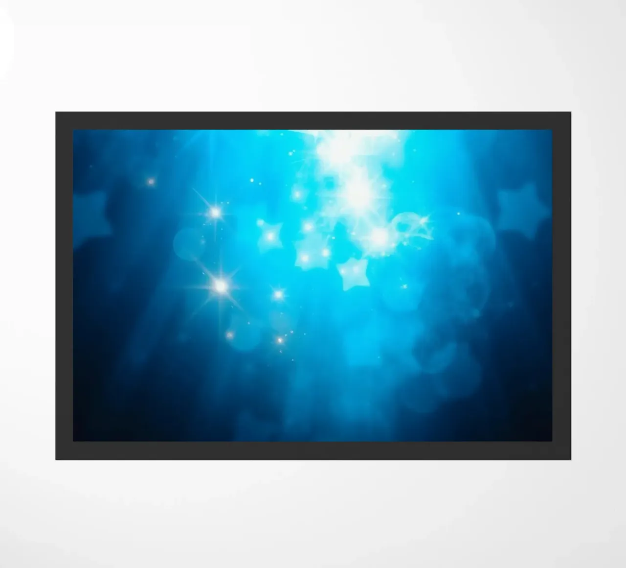 Bright blue abstract background design with sparkling effect doormat by DesignDoodle