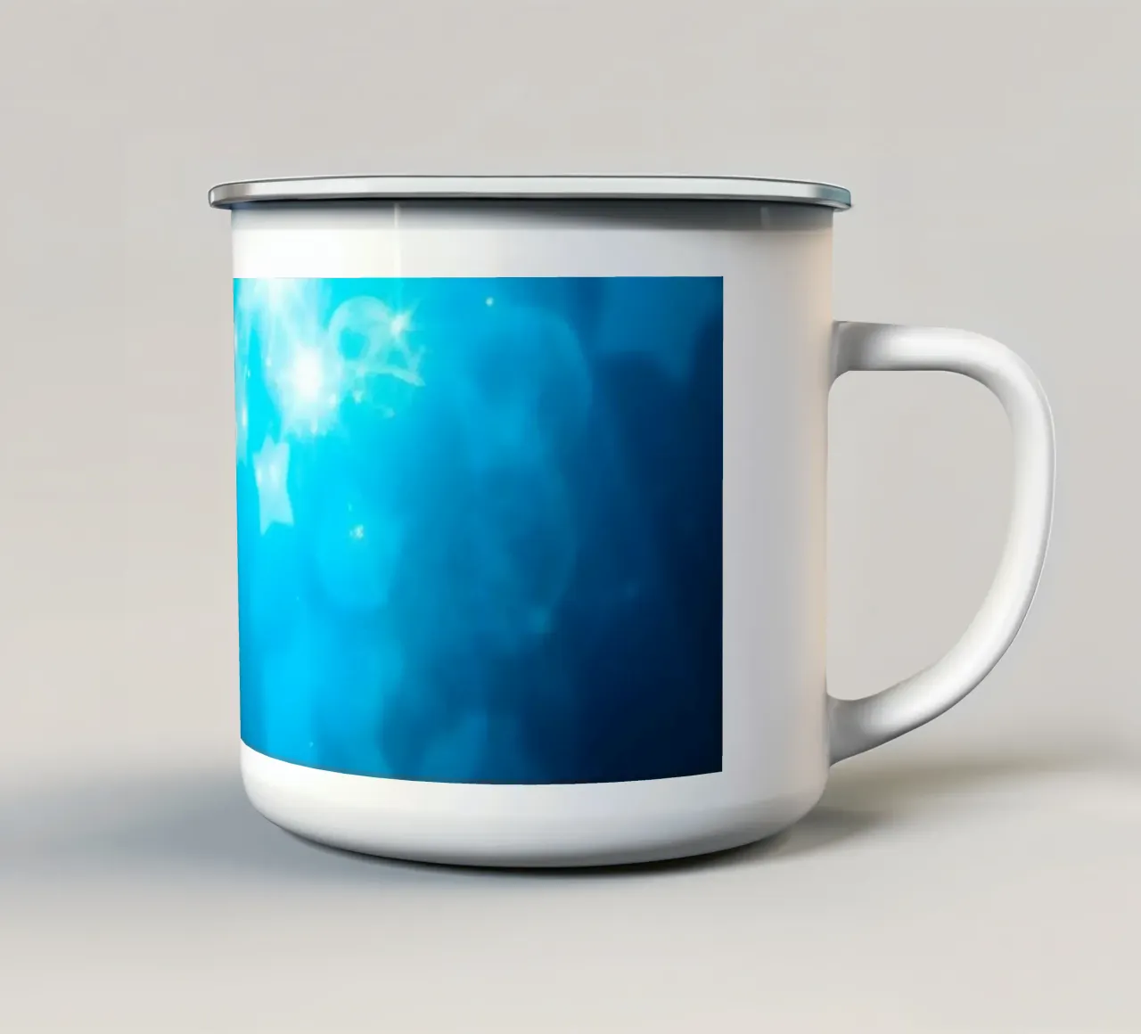 Disegno di sfondo astratto blu brillante con effetto scintillante tazza in smalto da DesignDoodle