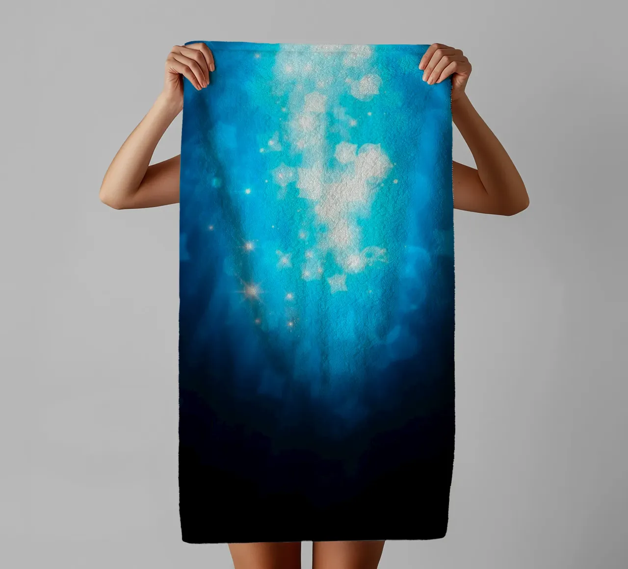 Bright blue abstract background design with sparkling effect towel by DesignDoodle