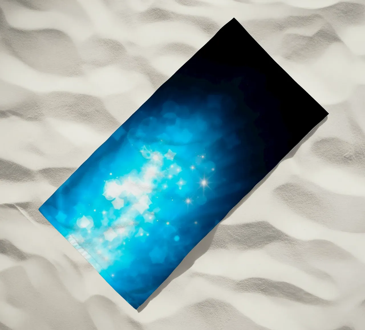 Bright blue abstract background design with sparkling effect beach towel by DesignDoodle