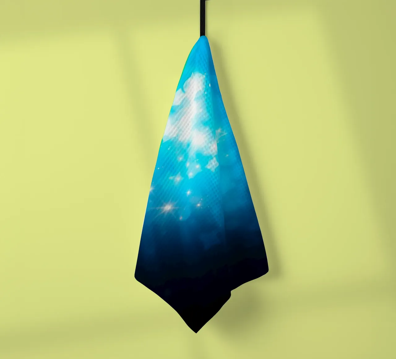 Bright blue abstract background design with sparkling effect tea towel by DesignDoodle