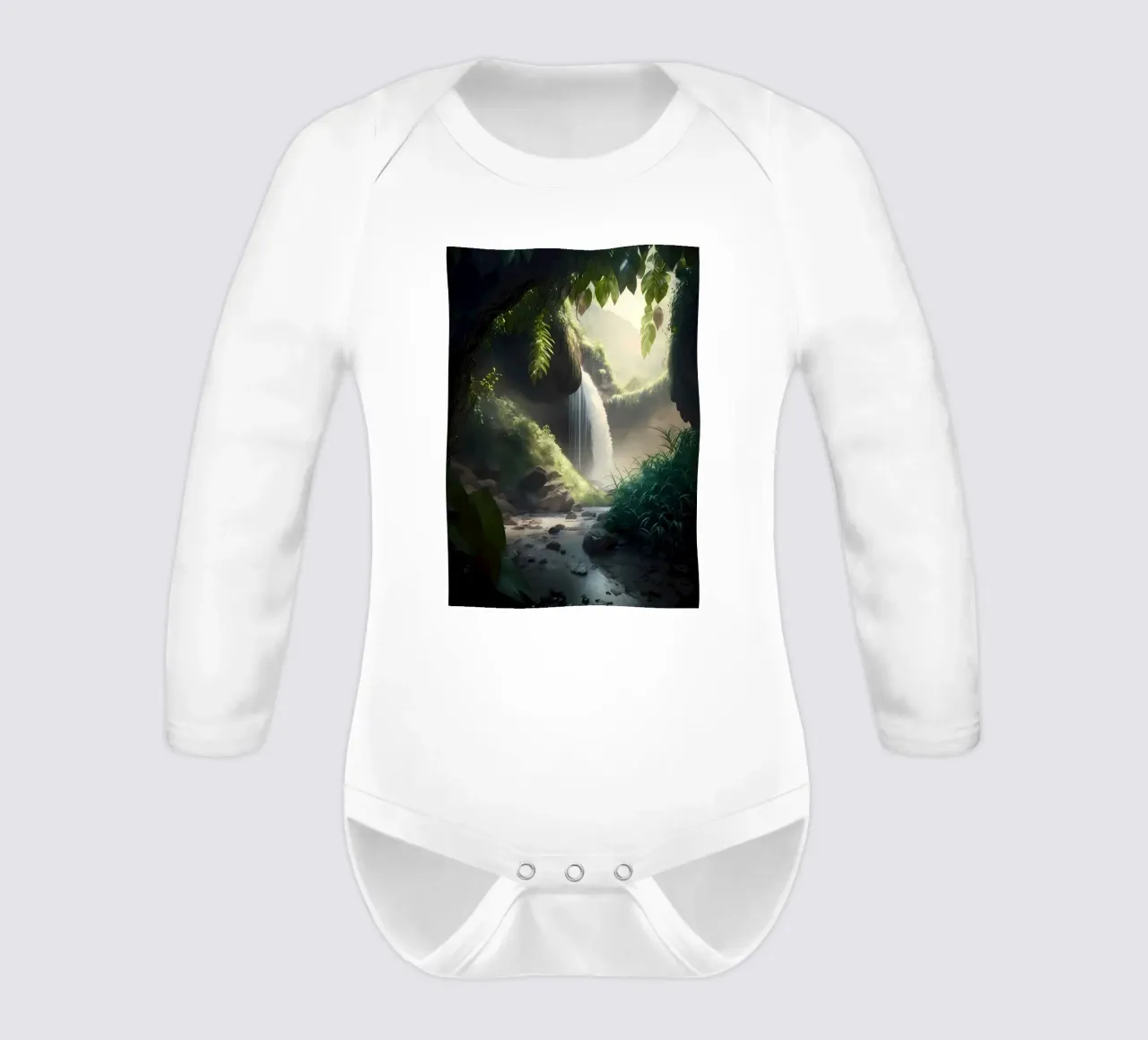 Wasserfall im Wald Natur Langarm Babybody von Mikesell