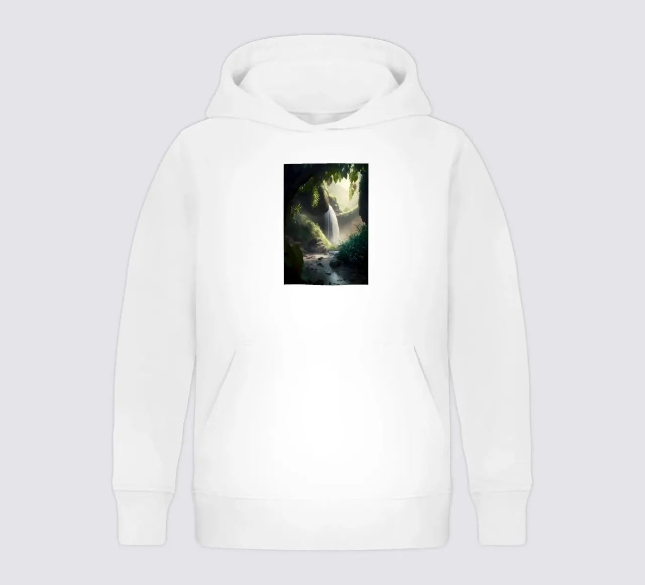 Waterfall in Forest Nature kids hoodie by Mikesell