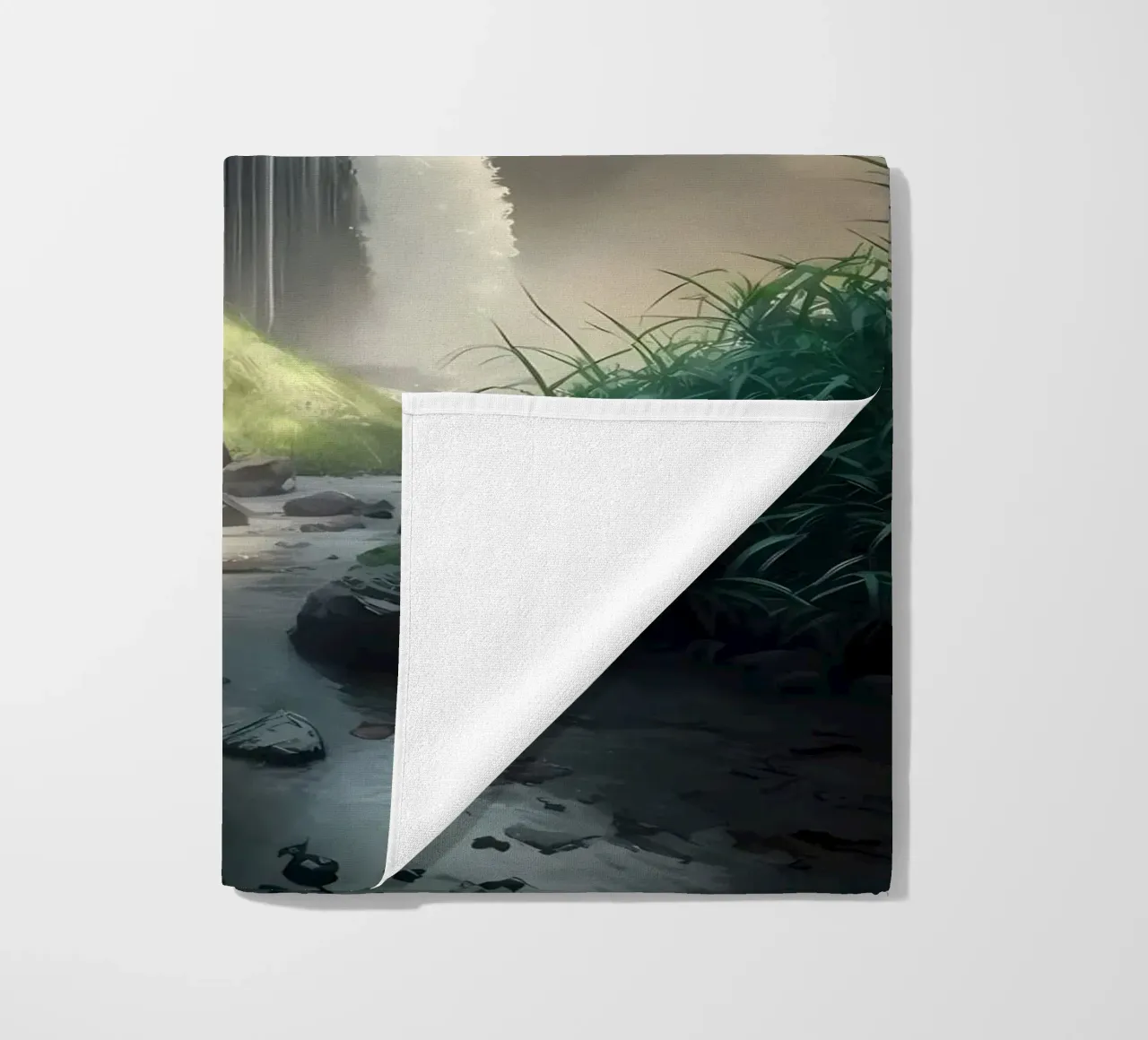 Waterfall in Forest Nature beach towel by Mikesell