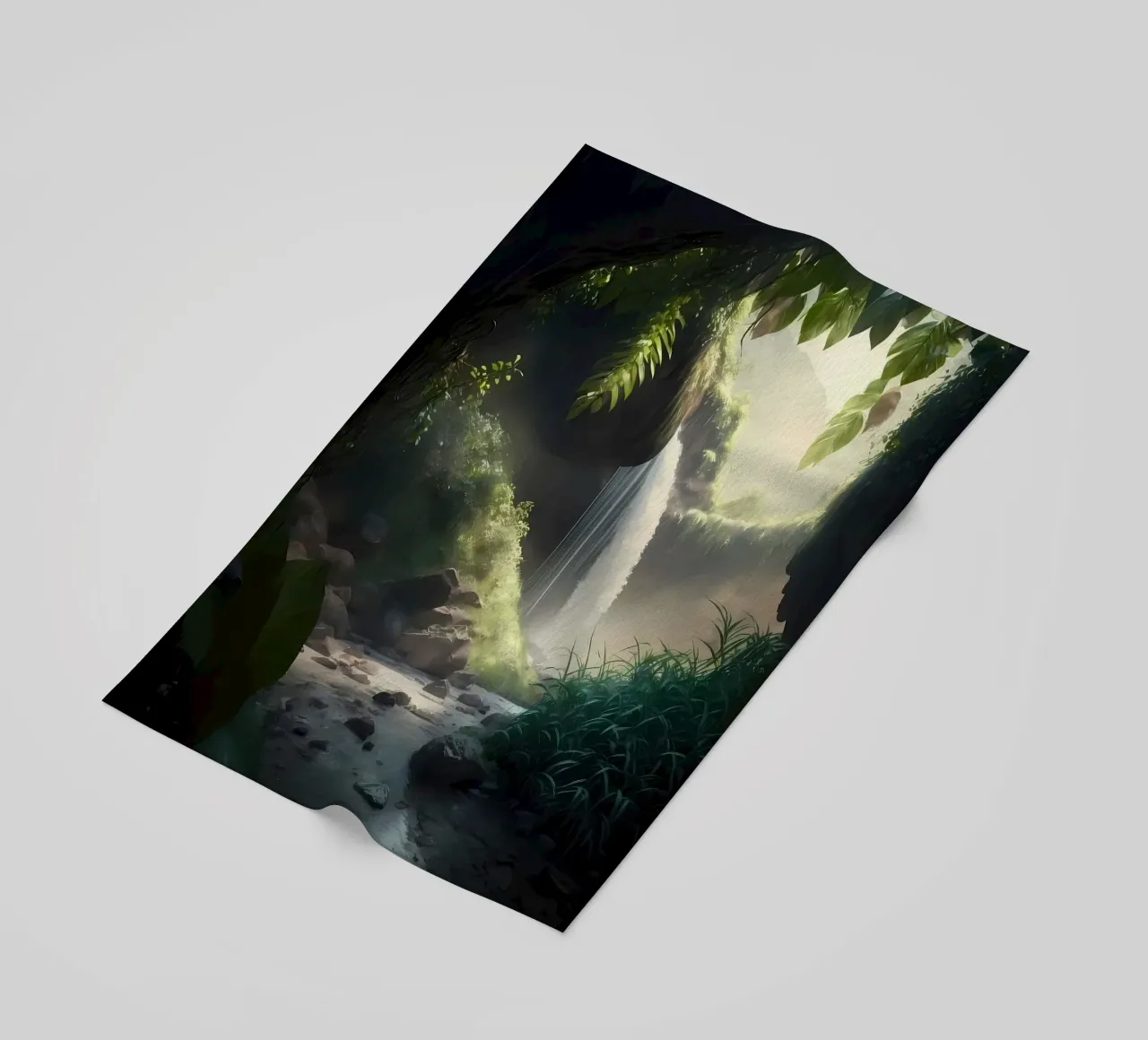 Waterfall in Forest Nature beach towel by Mikesell