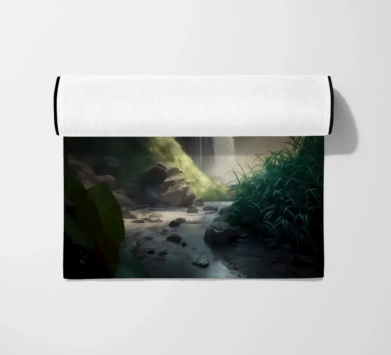 Waterfall in Forest Nature beach towel by Mikesell