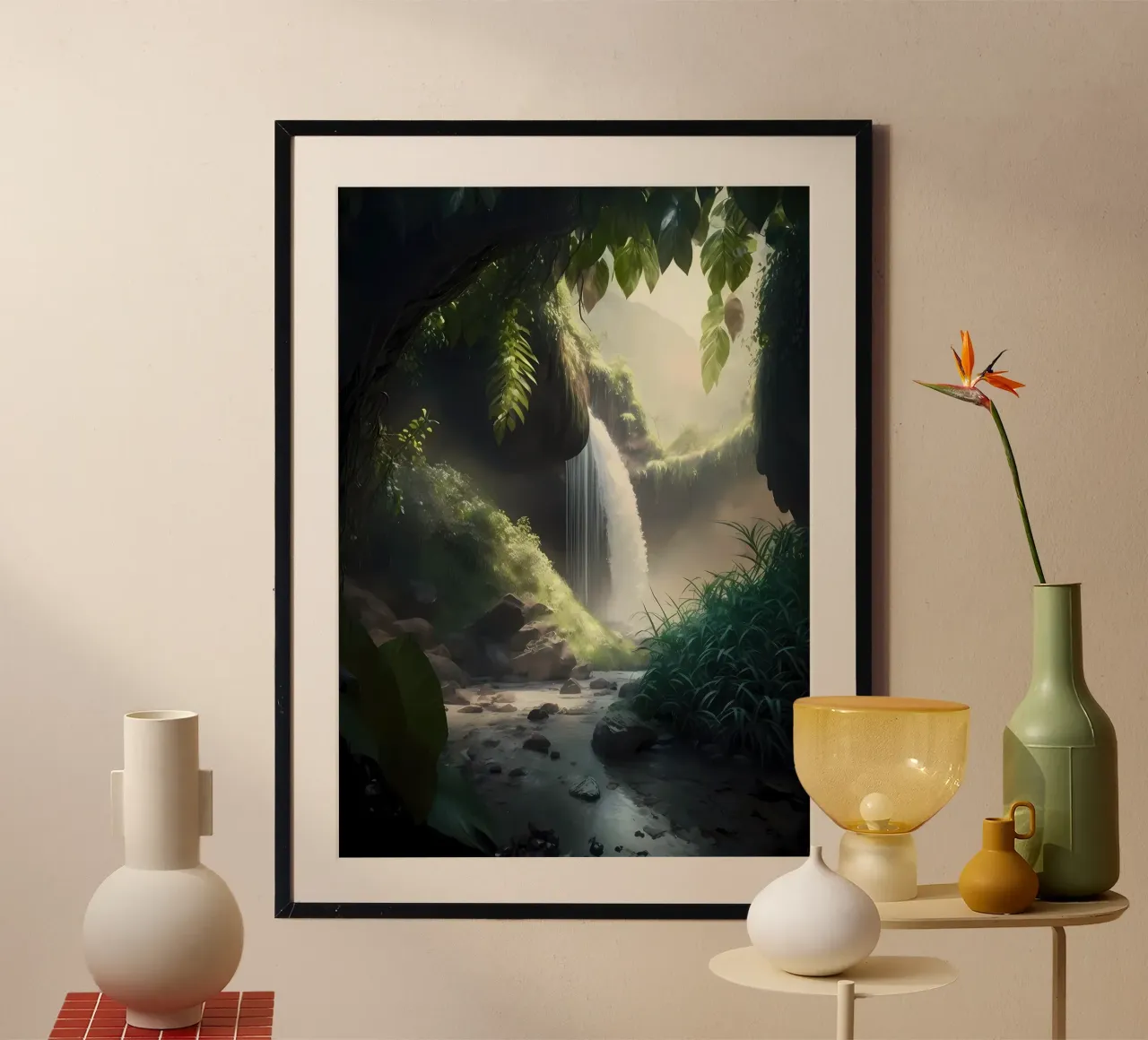 Wasserfall im Wald Natur Hahnemühle von Mikesell
