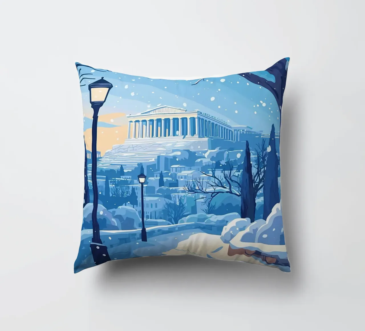 Atene innevata cuscino da Ginnery
