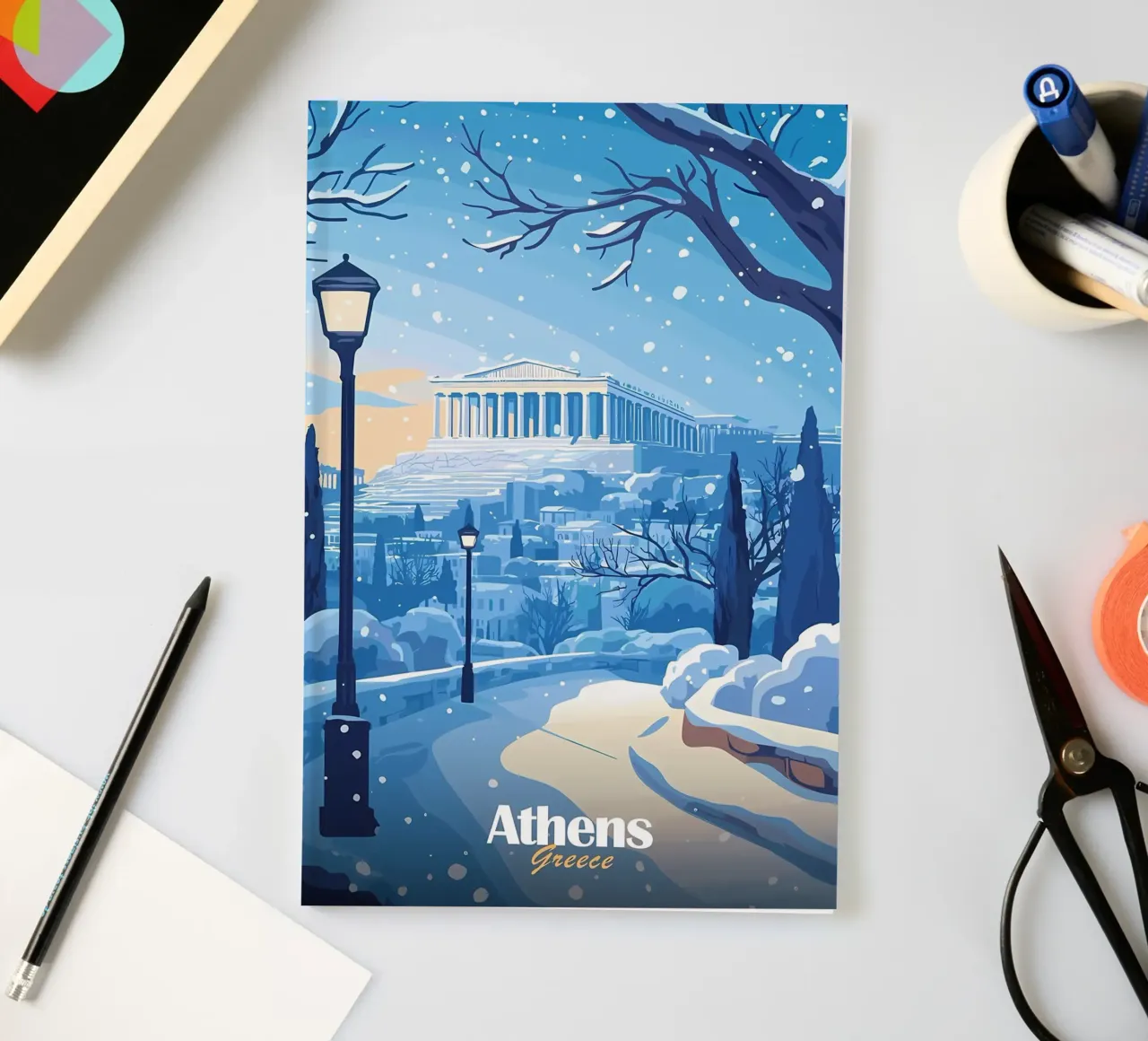 Snowy Athens notebook by Ginnery