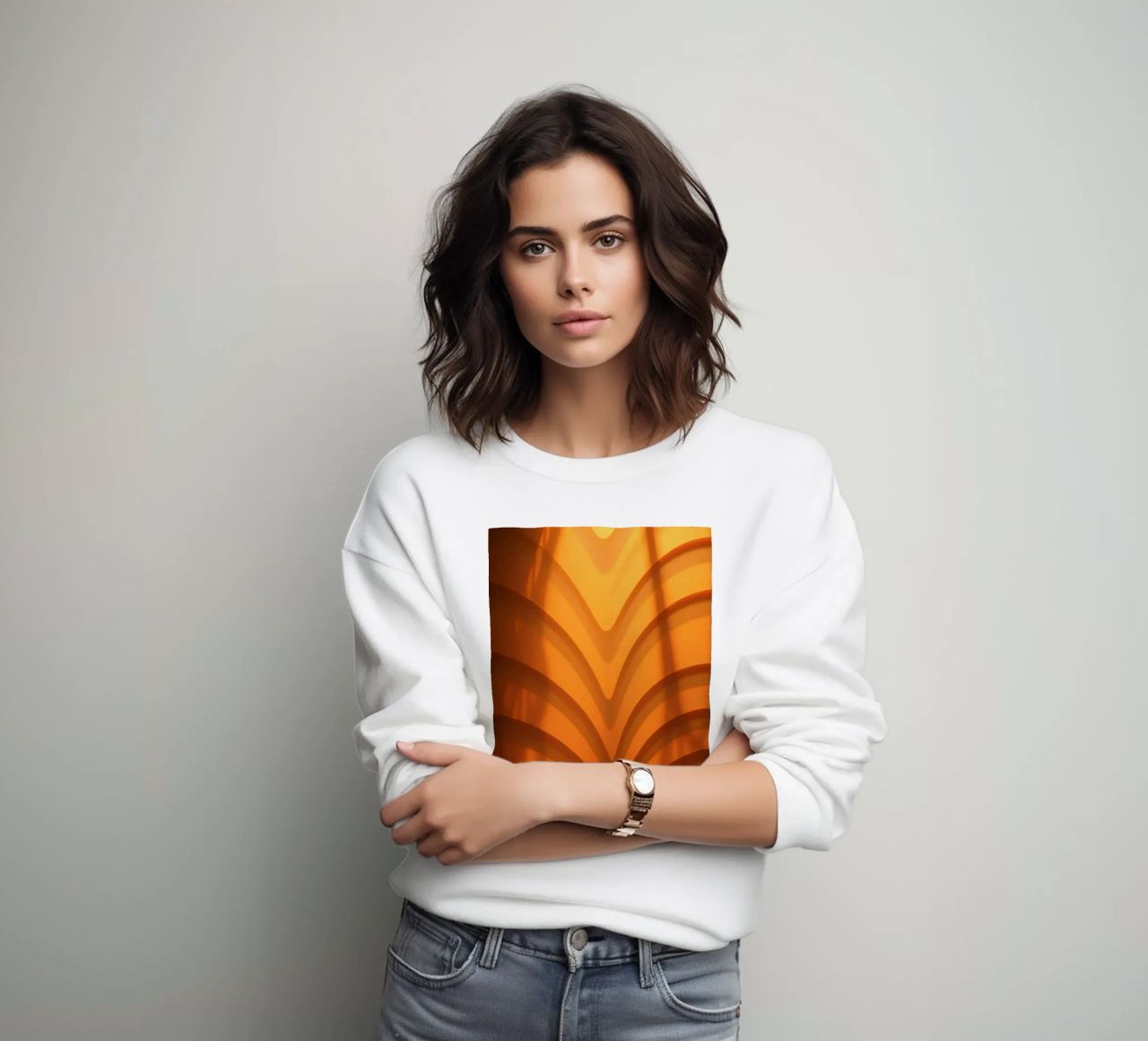 Warme abstracte golven en schaduwen creëren boeiend behang sweatshirt van DesignDoodle