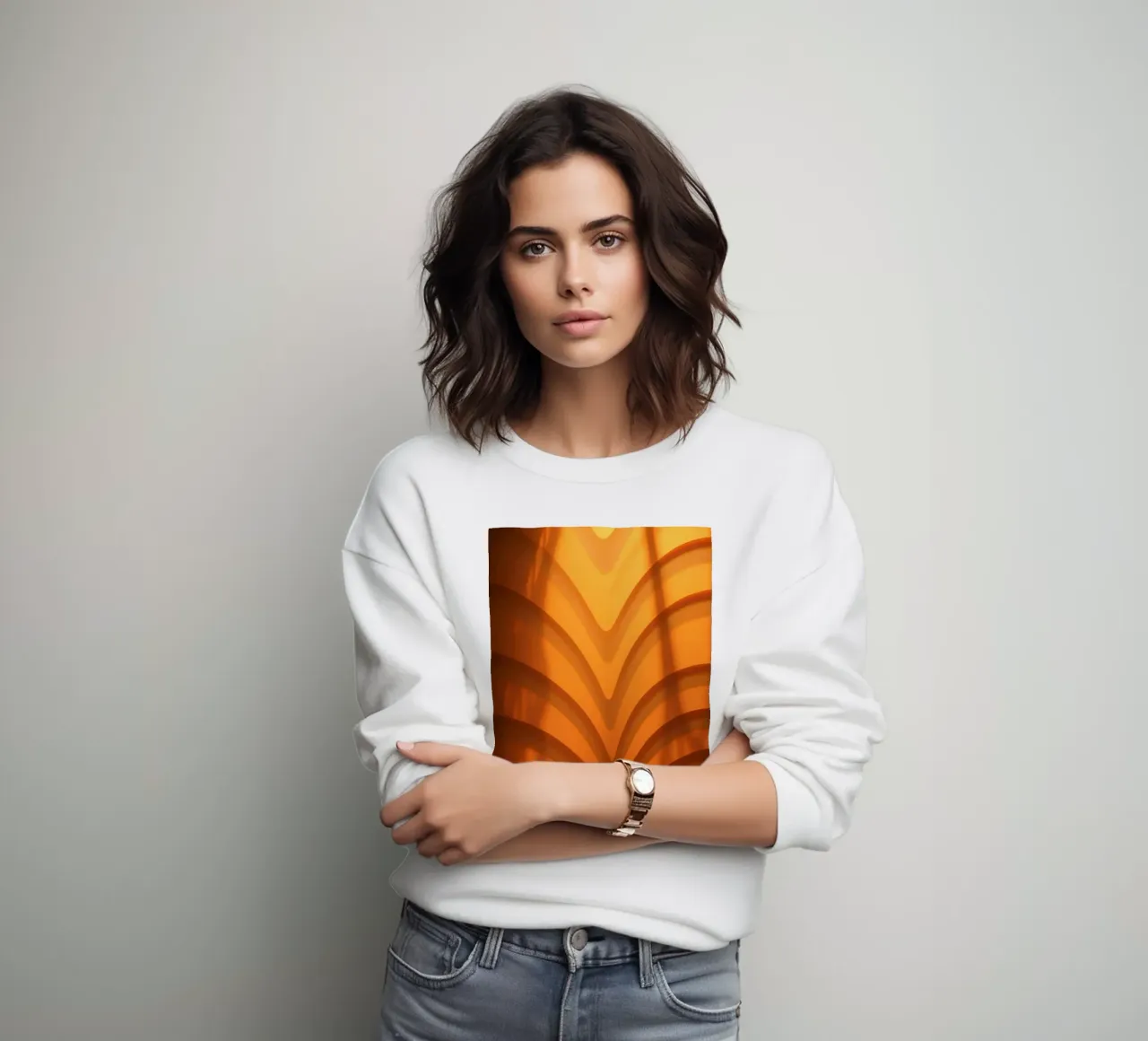 Warme abstrakte Wellen und Schatten schaffen eine fesselnde Tapete Sweatshirt von DesignDoodle