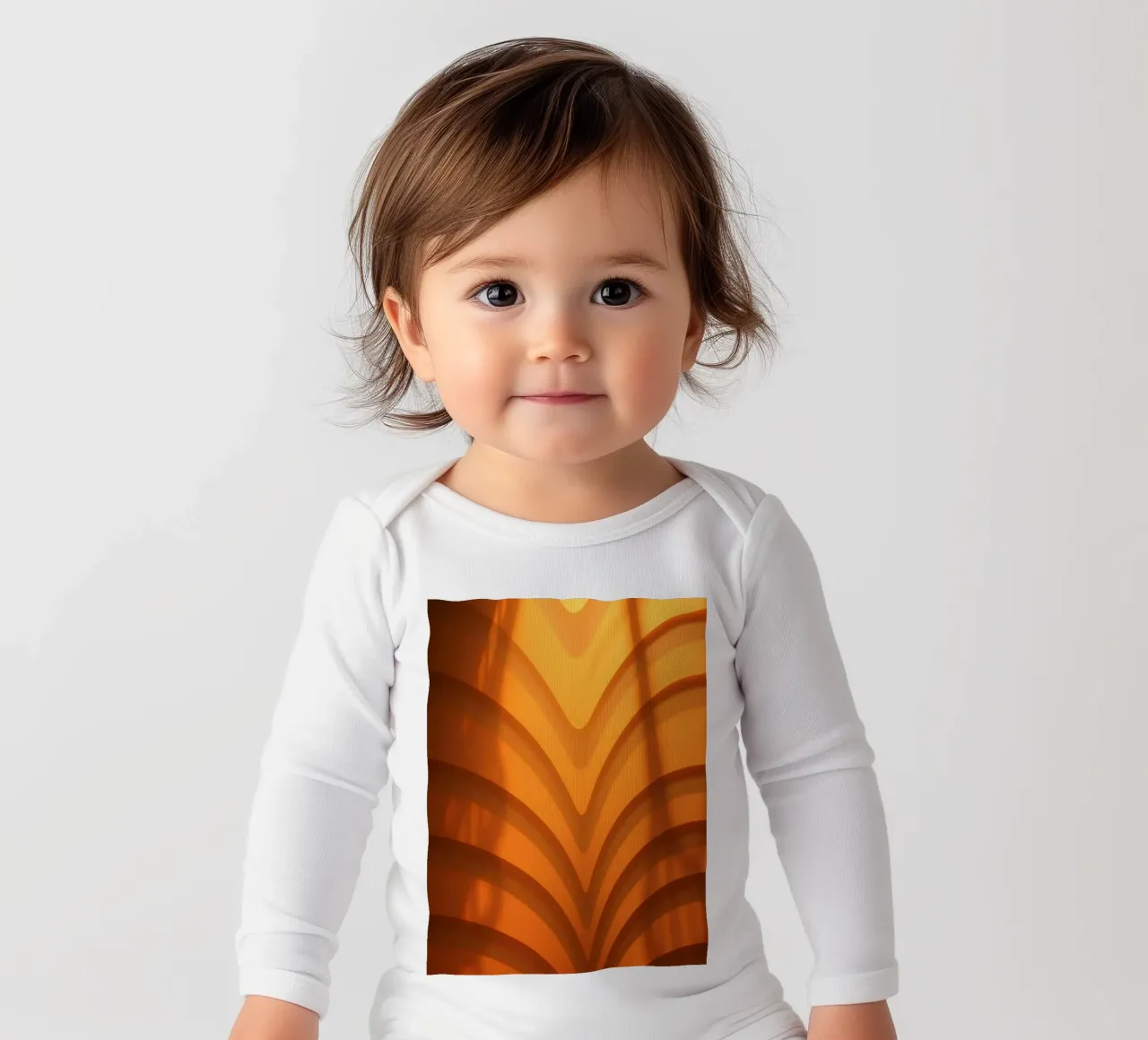 Warme abstracte golven en schaduwen creëren boeiend behang babyrompertje lange mouwen van DesignDoodle