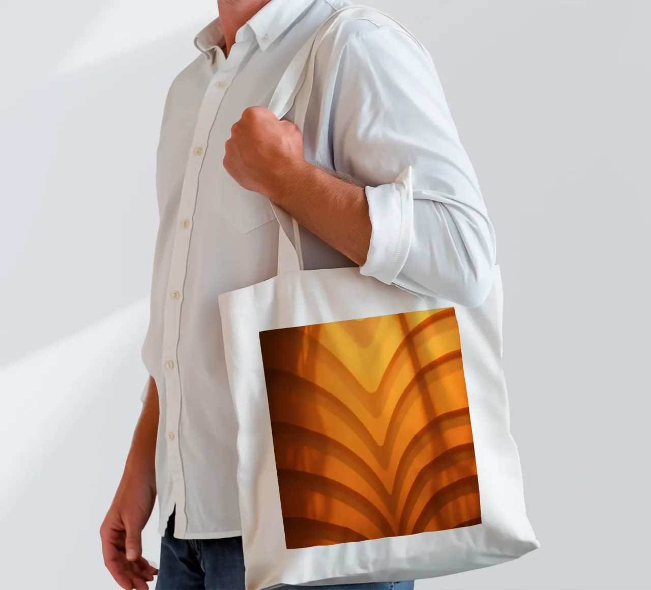 Calde onde astratte e ombre creano una carta da parati accattivante borsa in juta da DesignDoodle