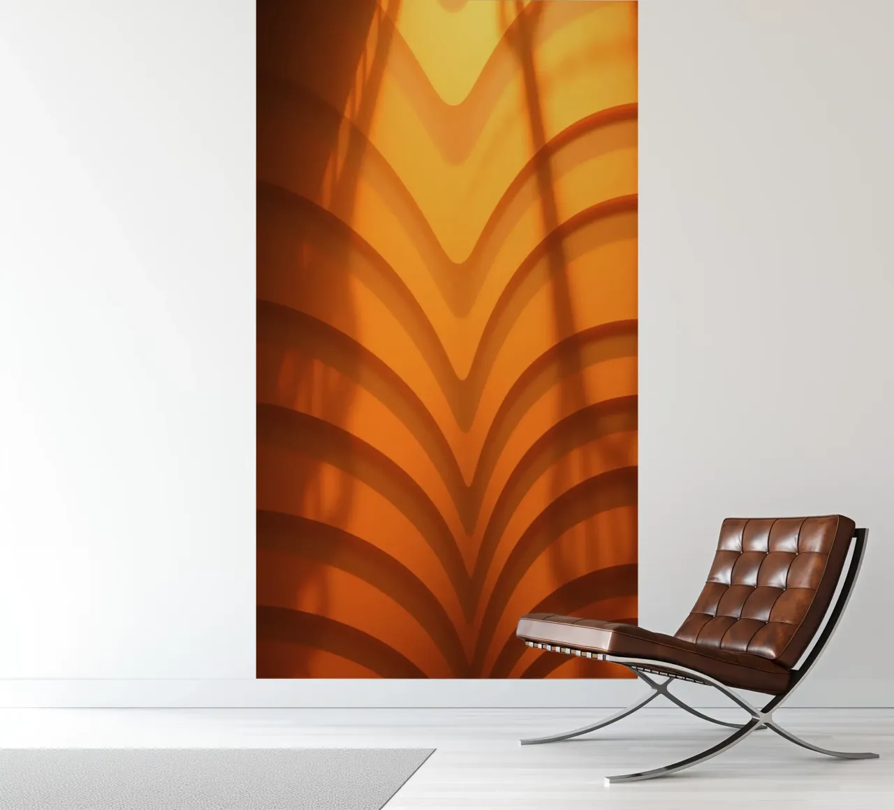 Warme abstrakte Wellen und Schatten schaffen eine fesselnde Tapete Fototapete von DesignDoodle