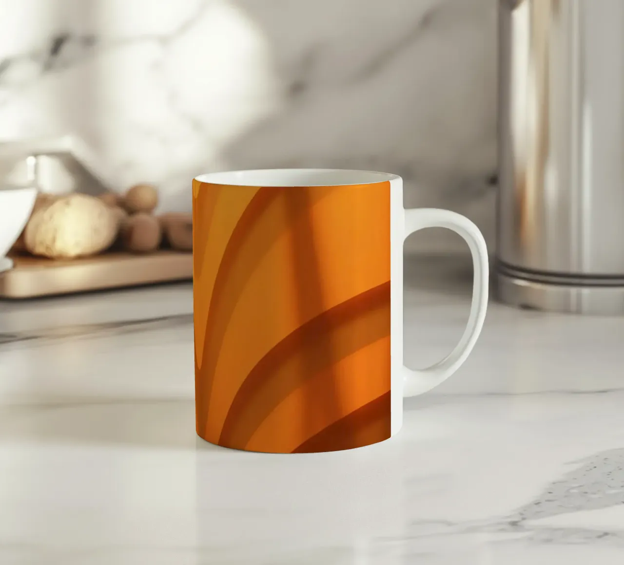 Cálidas ondas y sombras abstractas crean un cautivador papel pintado taza de cerámica de DesignDoodle