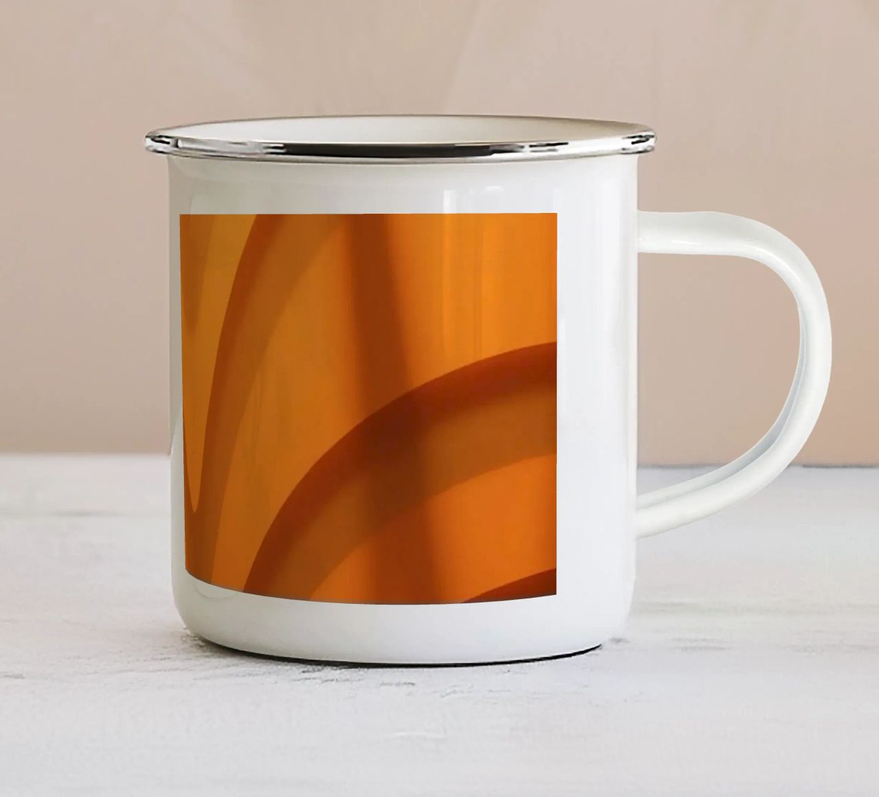 Warme abstracte golven en schaduwen creëren boeiend behang emaille mok van DesignDoodle