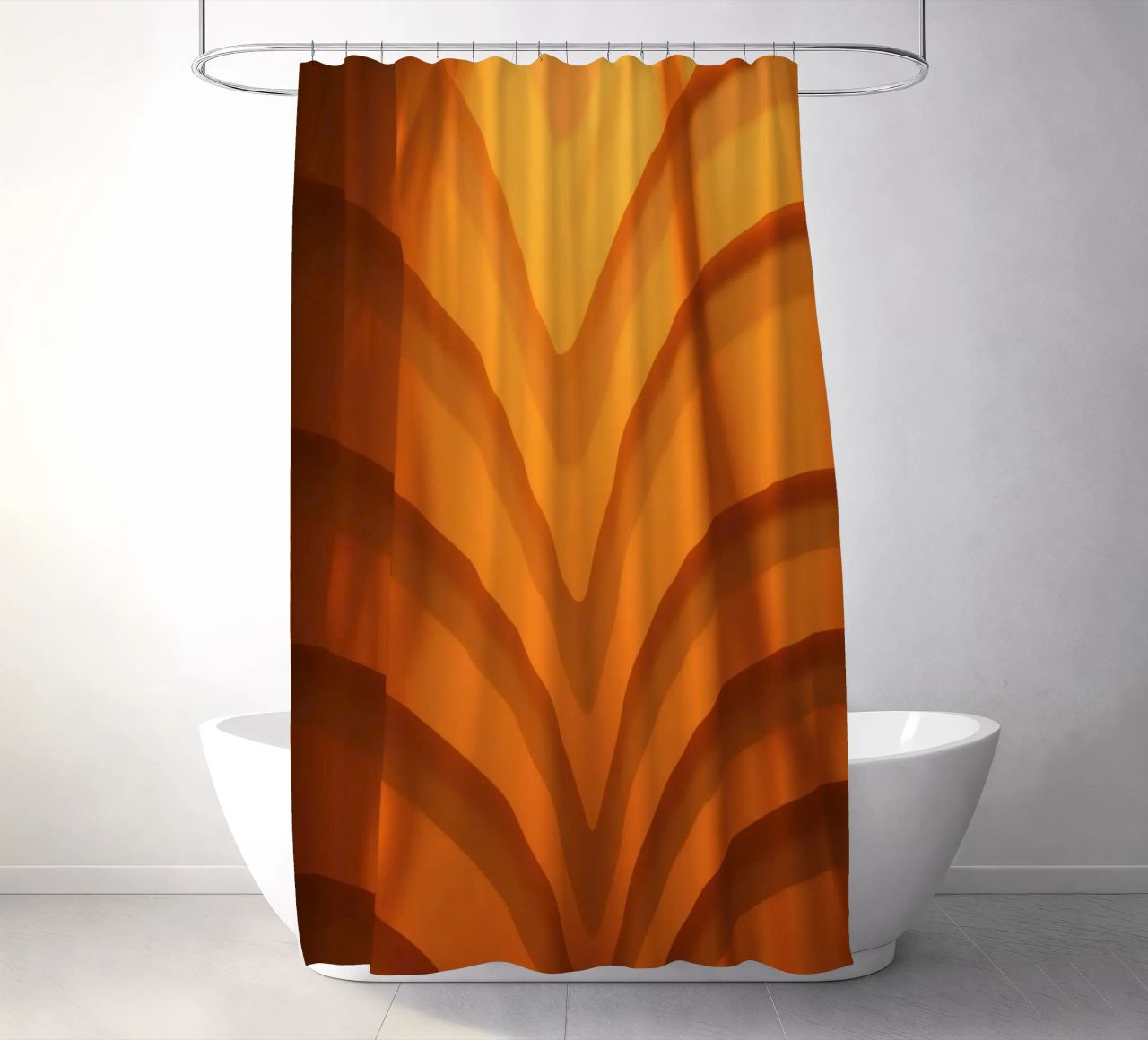 Warme abstracte golven en schaduwen creëren boeiend behang douchegordijn van DesignDoodle