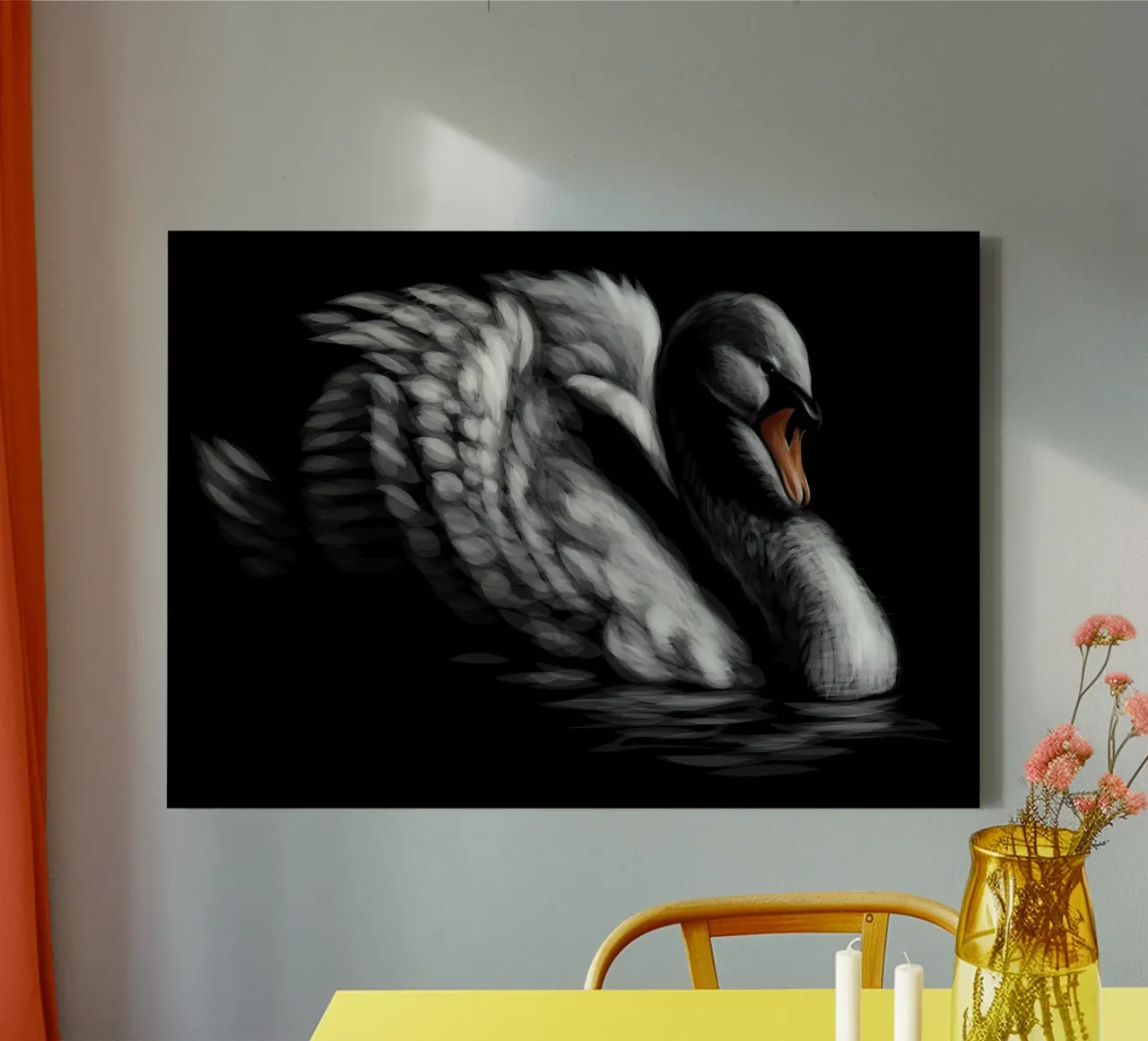 Cigno tela con Cornice a cassetta da Delaplane