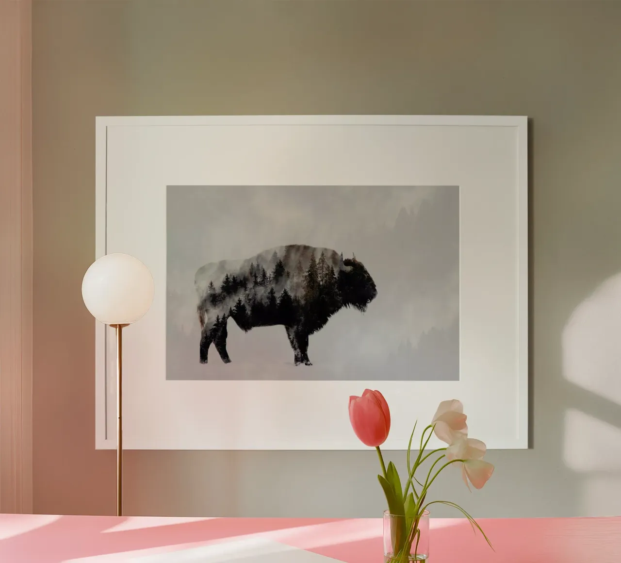 Bison - Double Exposure - AngyalosiBeáta poster con telaio in alluminio da Pictufy