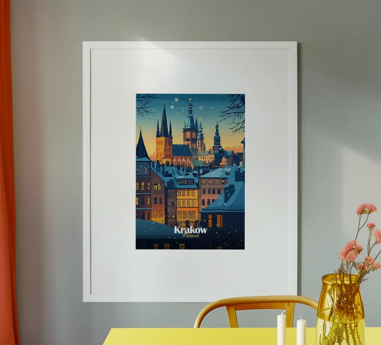 Paesaggio urbano di Cracovia innevato carta hahnemühle da Ginnery
