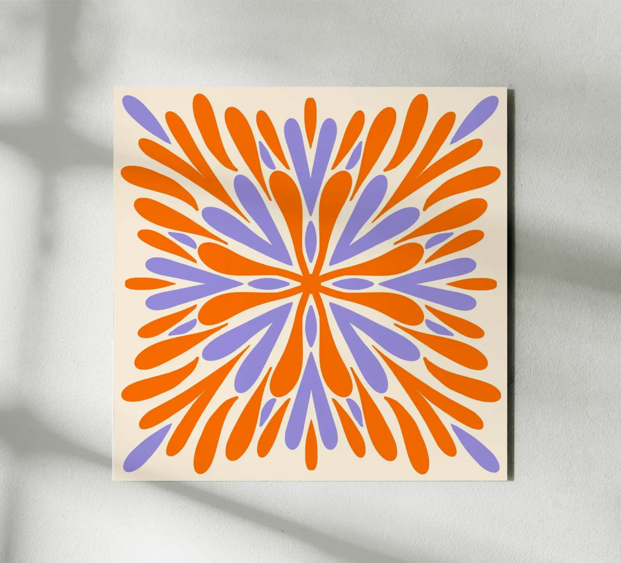 Petali di simmetria moderna - Arancione e viola alluminio dibond da Wackapacka
