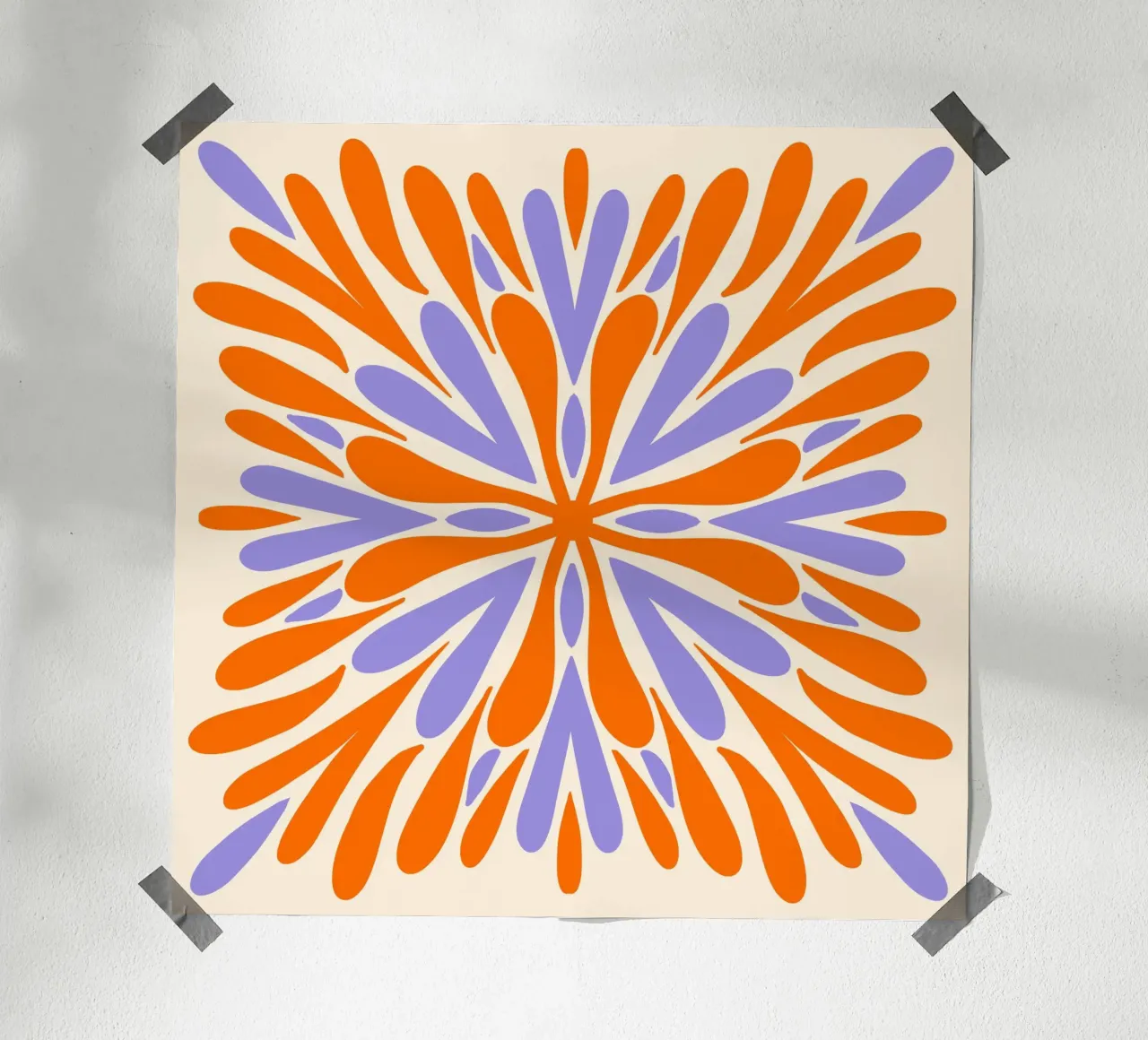 Petali di simmetria moderna - Arancione e viola carta hahnemühle da Wackapacka