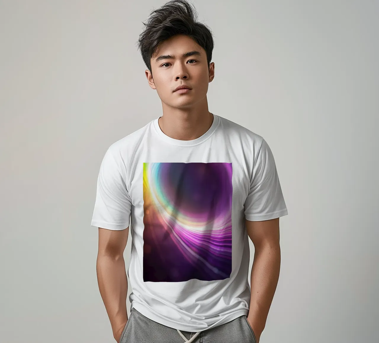 Kleurrijk abstract wervelend neonontwerp t-shirt van DesignDoodle