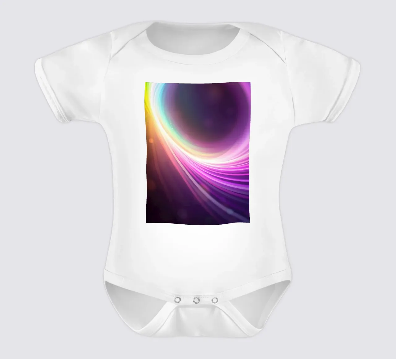 Kleurrijk abstract wervelend neonontwerp babyrompertje korte mouwen van DesignDoodle