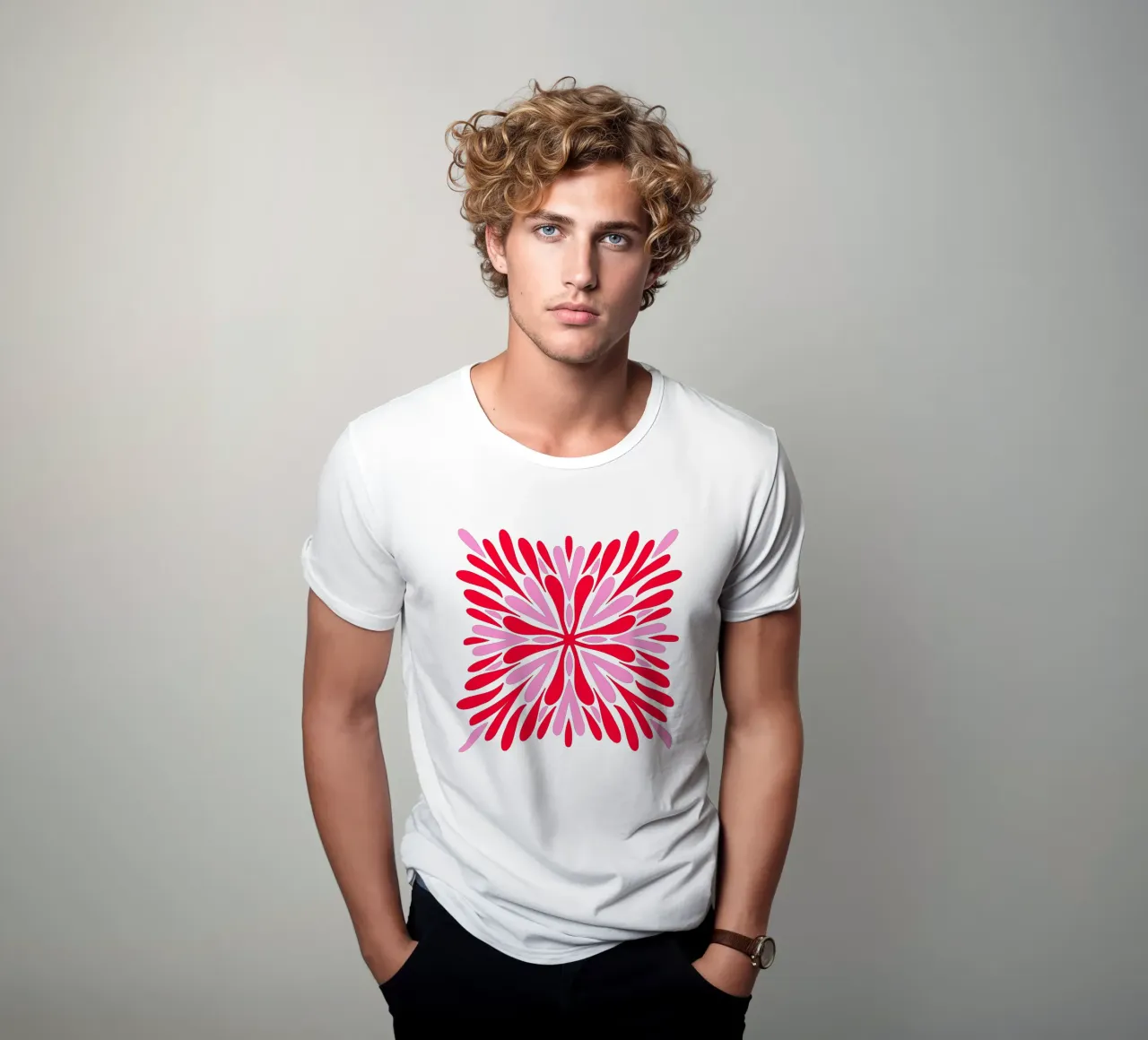 Petali di simmetria moderna - Rosso e rosa t-shirt da Wackapacka